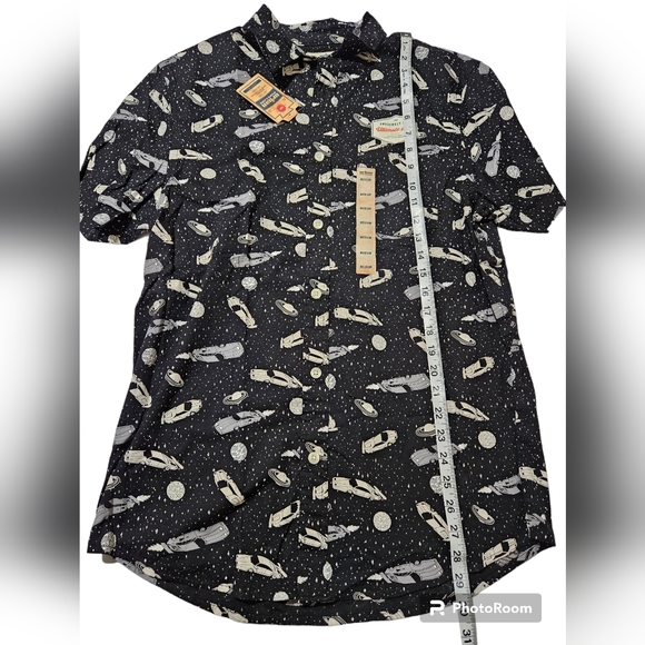 NWT Urban Pipeline Rockabilly Retro Space Cars Collard Button Up Short S… - Picture 10 of 11